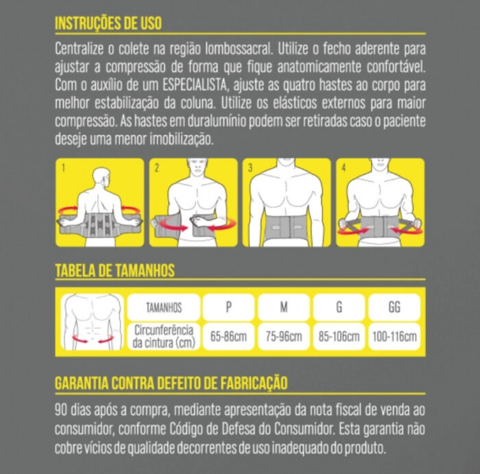 COLETE LOMBAR PUTTI ELÁSTICO BAIXO - BEGE. P-M-G e GG - Imagem 3
